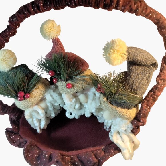 Santa Basket Plush Santas HO HO Greenery - Picture 9 of 12